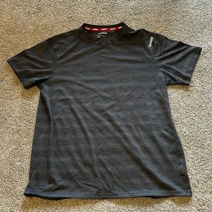 Men’s Black and Gray Striped Reebok Drifit Tshirt Size Large